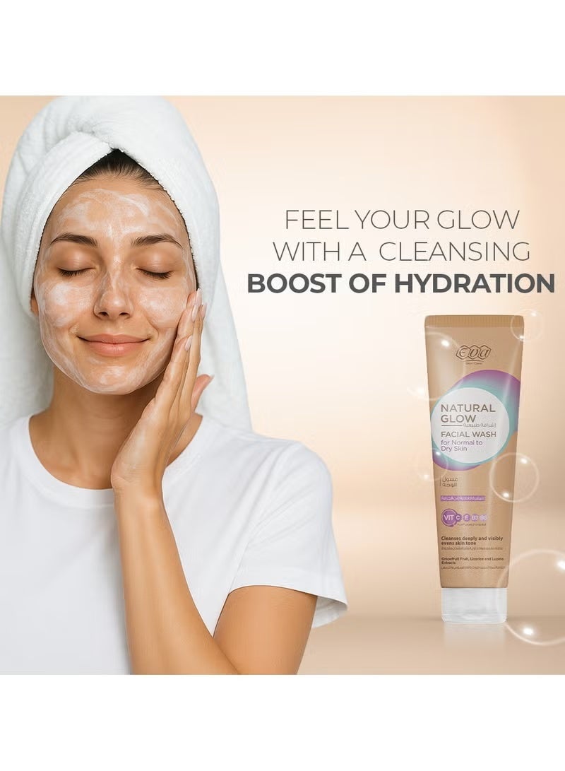 إيفا غسول للوجه للبشرة العادية إلى الجافة، بتركيبة ناتشورال جلو من إيفا، 100 مل - Image 2